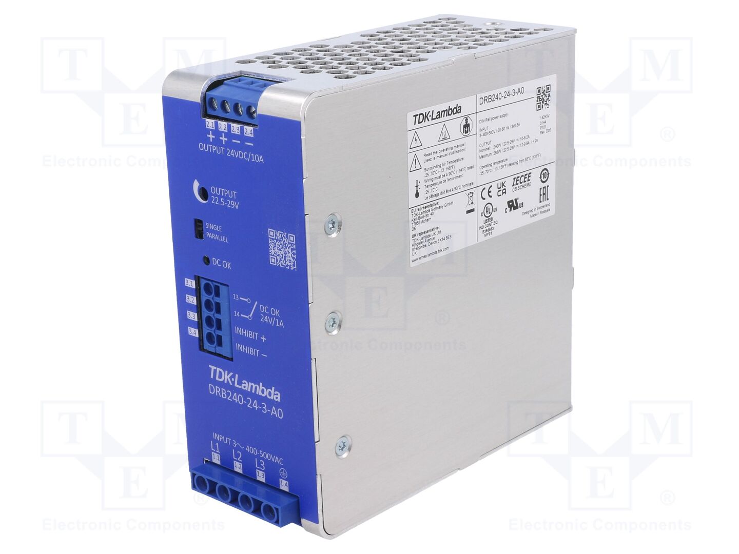 TDK-LAMBDA DRB240-24-3-A0 Kytkinlähde DIN-kiskoon 240W 24VDC 10A