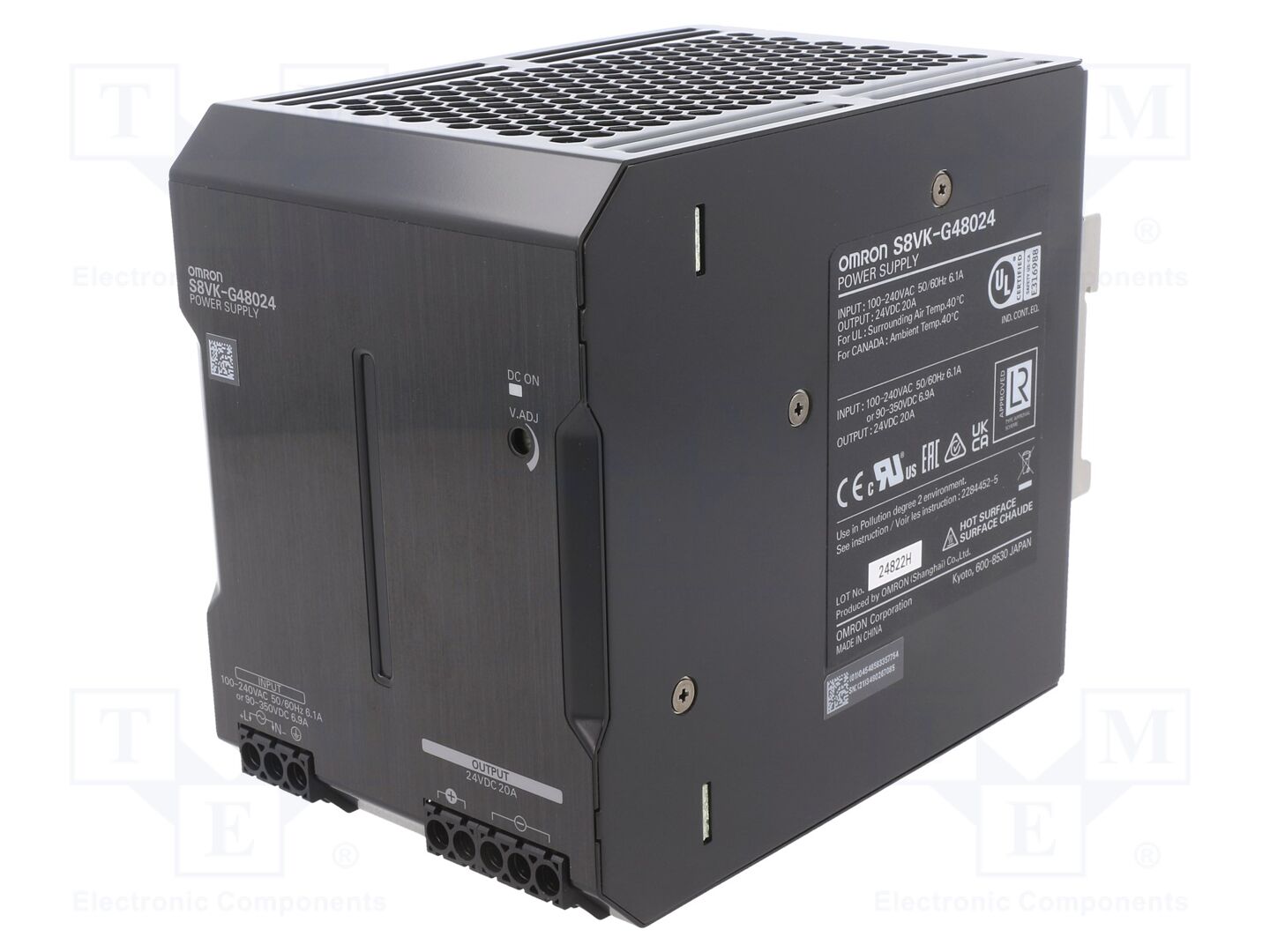 OMRON S8VK-G48024 DIN-kiskoon asennettava kytkentäsähkönsyöttö 480W 24VDC