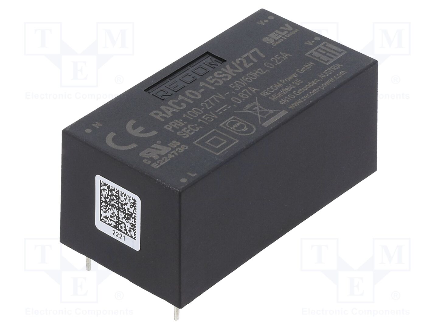 RECOM RAC10-15SK/277 AC/DC-muunnin 10W