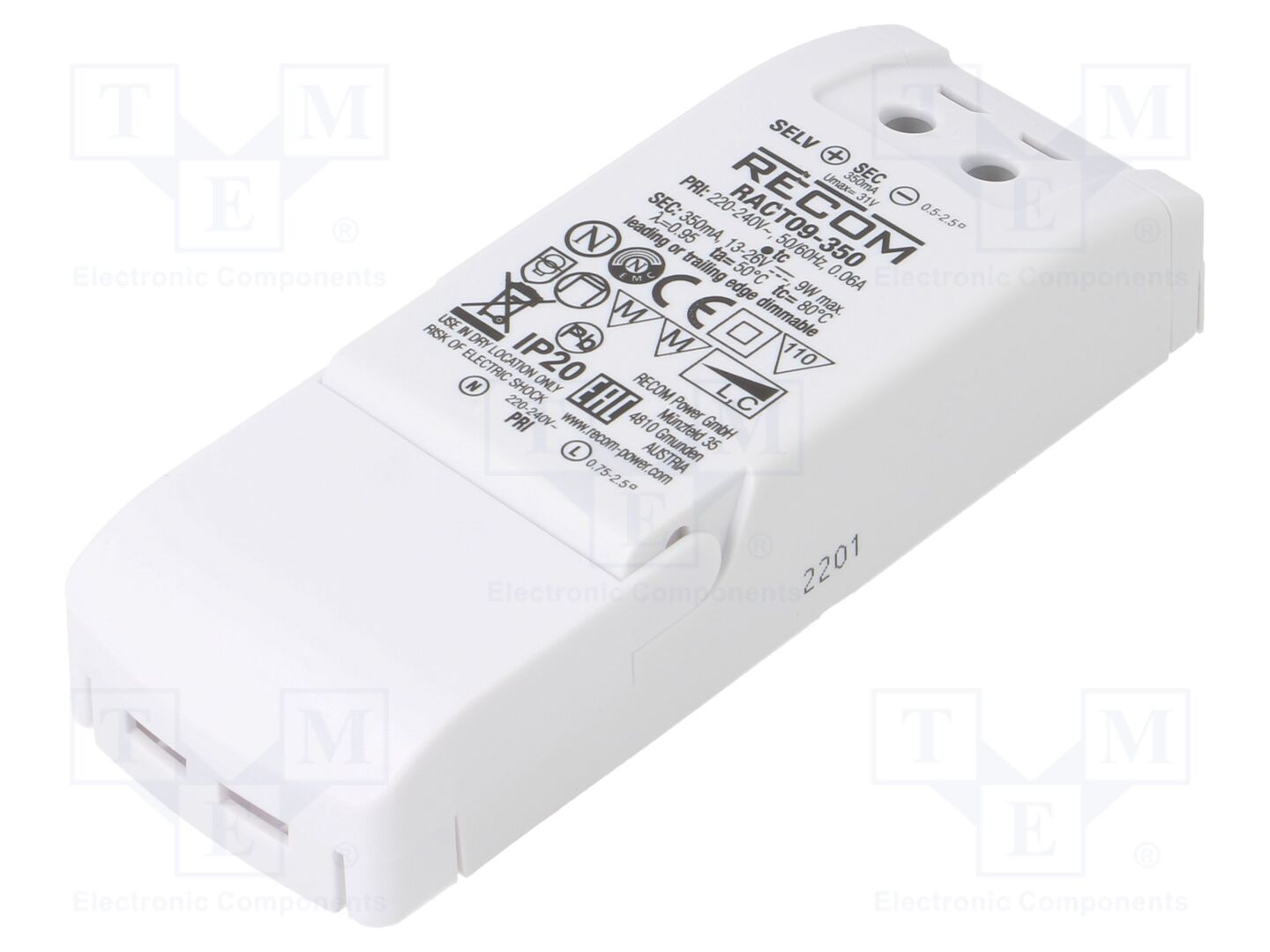 RECOM RACT09-350 LED-virtalähde 9W 350mA 13-26VDC