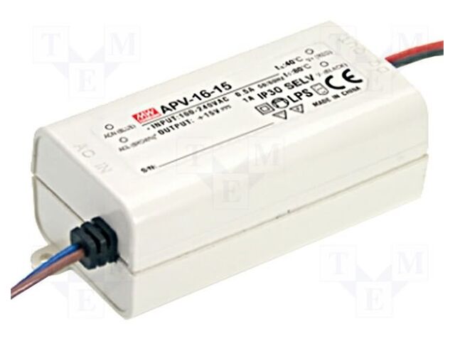 MEAN WELL APV-16-24 LED-virtalähde 16W 24VDC 0.67A