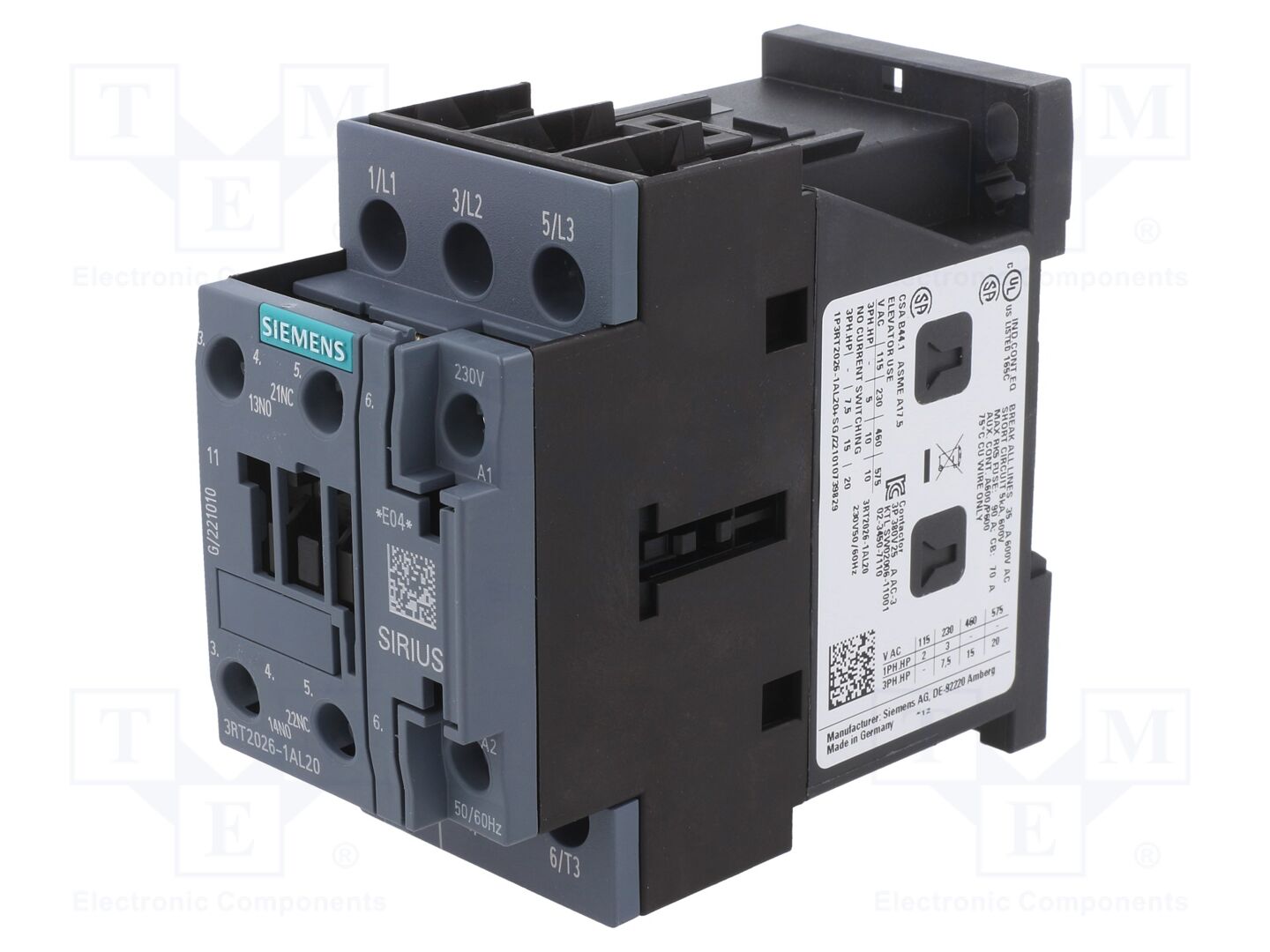 SIEMENS 3RT2026-1AL20 Kontaktori 25A