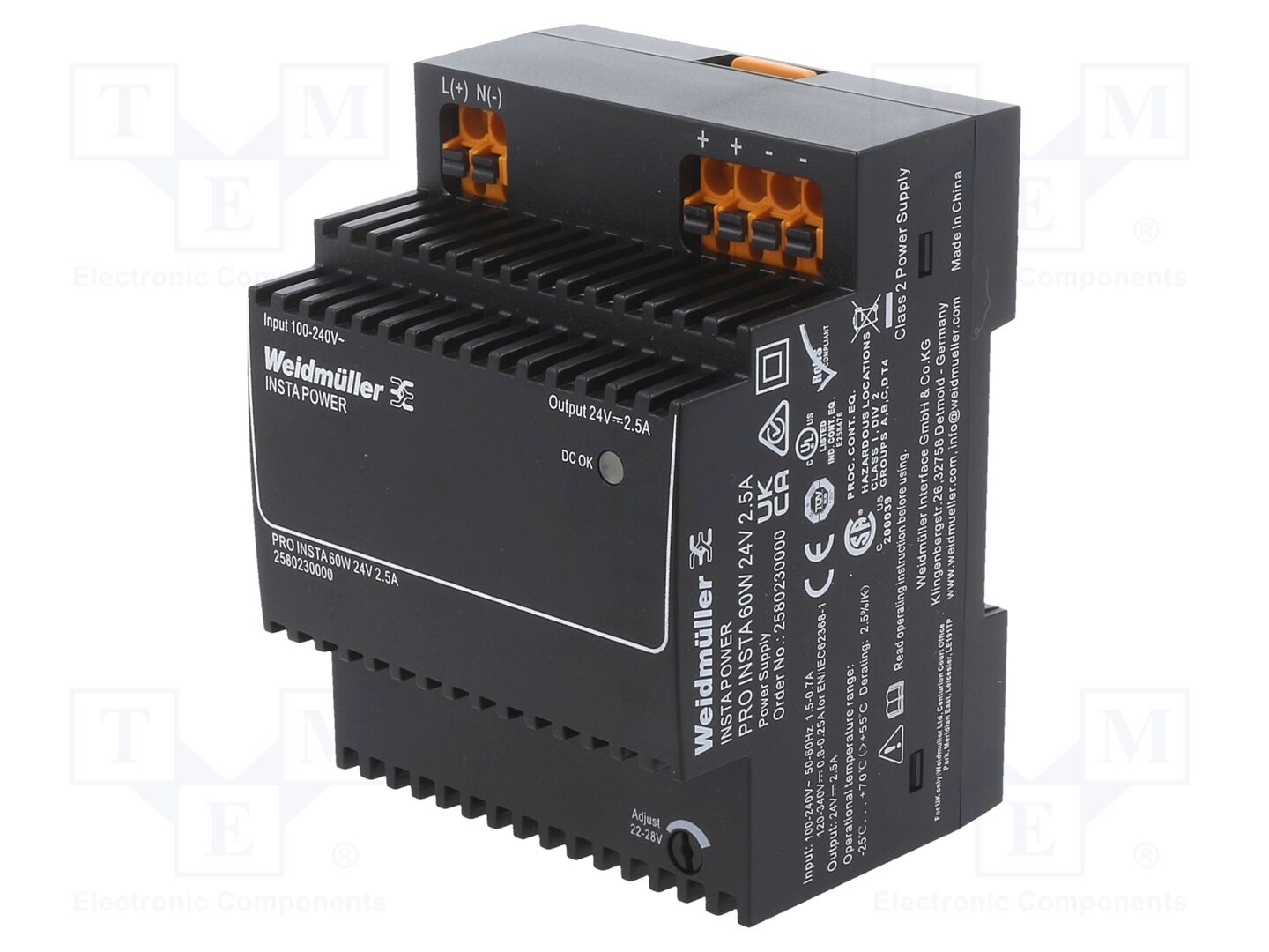 WEIDMÜLLER PROINSTA-60W24V2.5 DIN-kiskoon asennettava kytkentävirtalähde 60W 24VDC