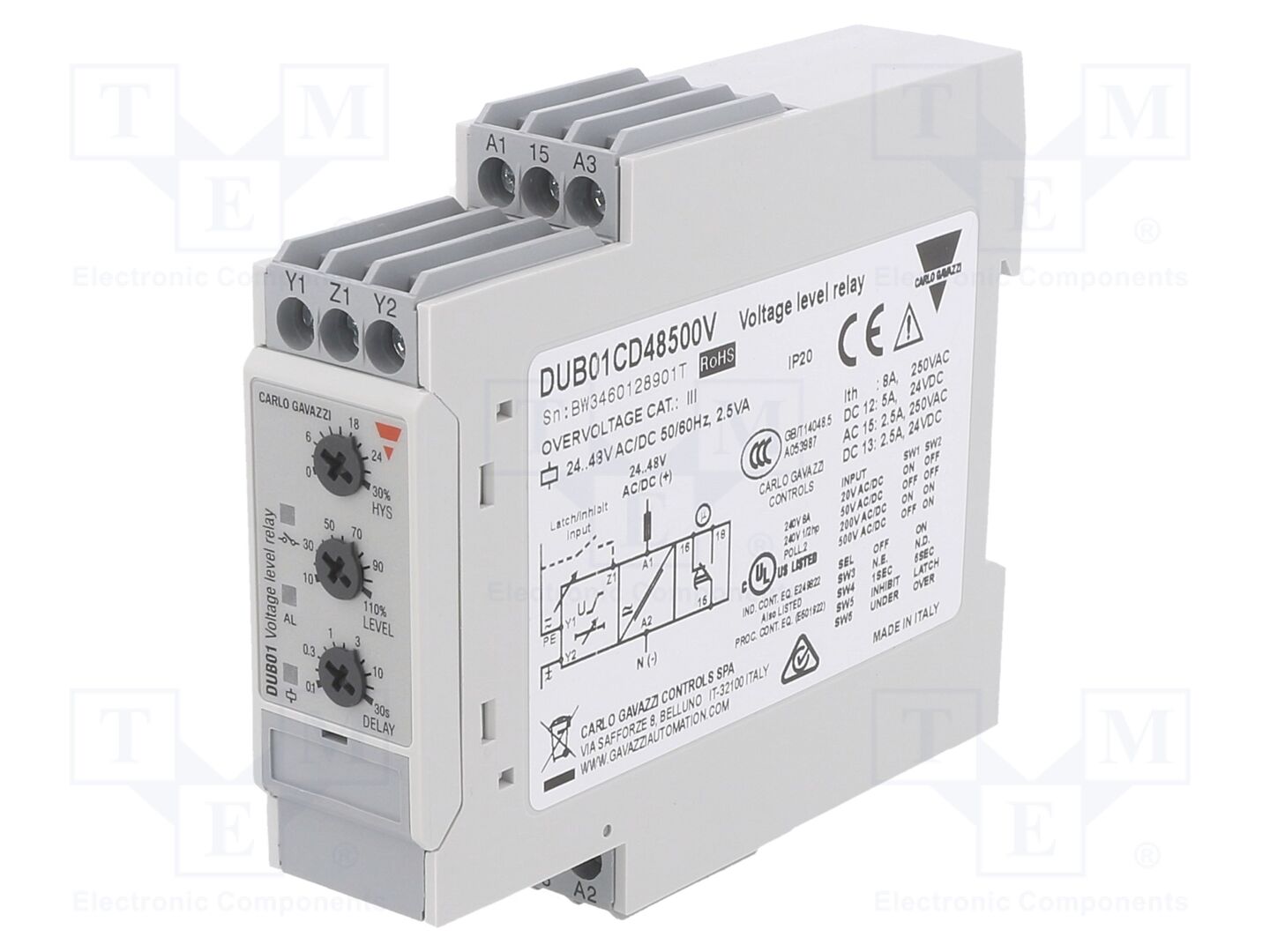 CARLO GAVAZZI DUB01CD48500V Valvontareleen AC/DC jännite 24-48V