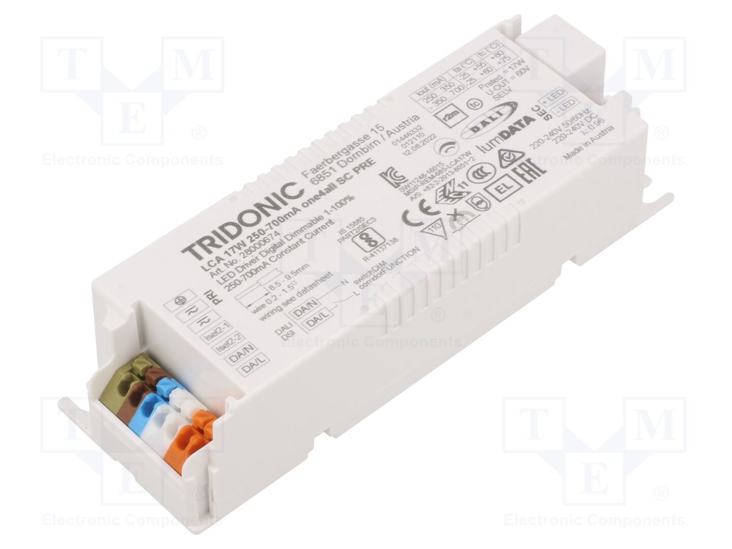TRIDONIC LCA 17W 250-700MA ONE4ALL SC PRE LED-virtalähde DALI 2