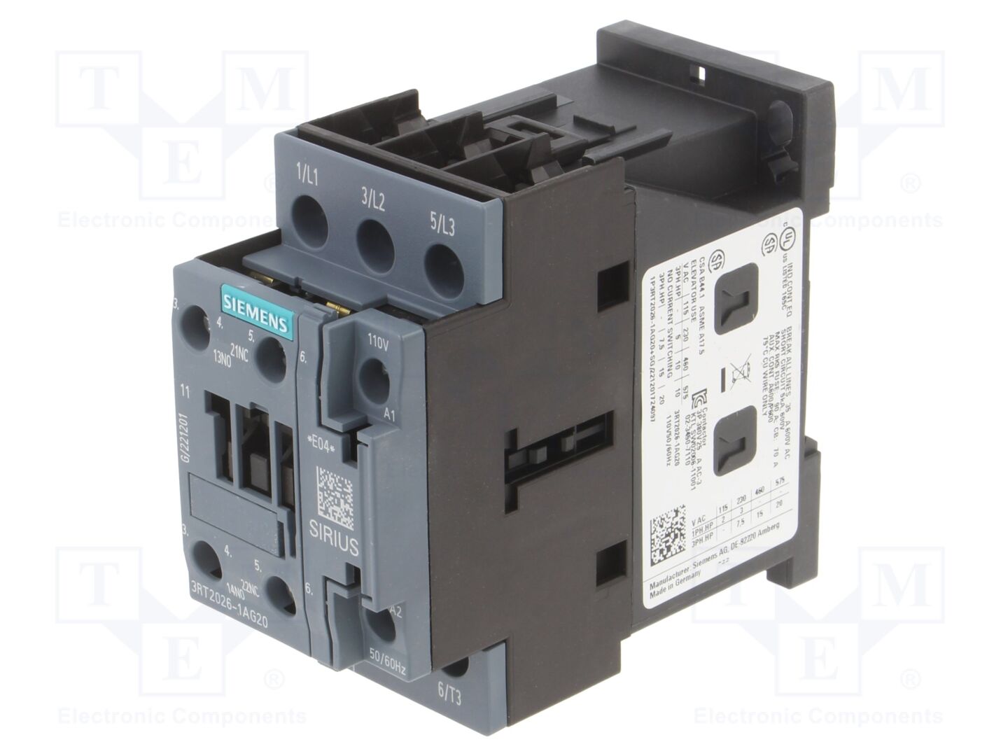 SIEMENS 3RT2026-1AG20 Kontraktori 25A