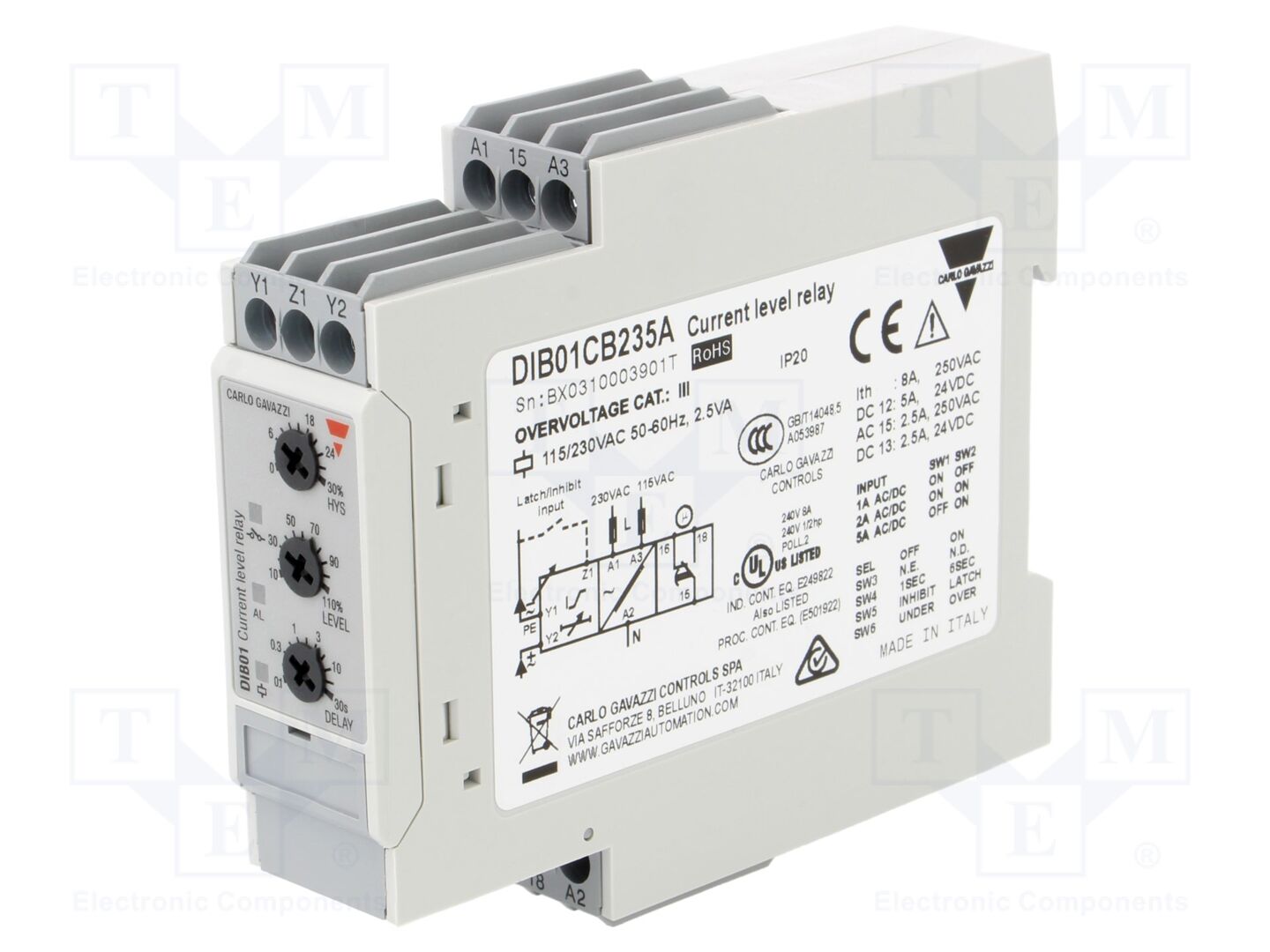 CARLO GAVAZZI DIB01CB235A Virtavalvontarele 115/230VAC
