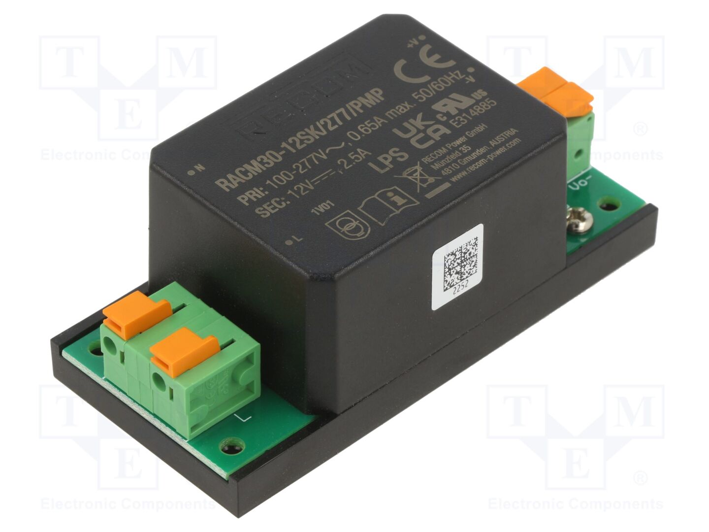 RECOM RACM30-12SK/277/P Sisäänrakennettu kytkentäsähkönsyöttö 30W 12VDC