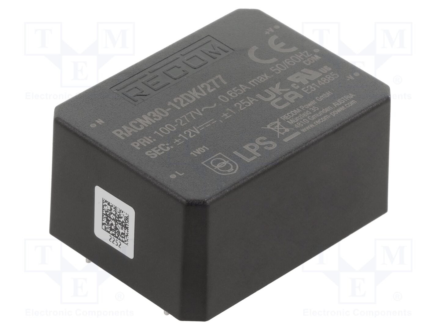 RECOM RACM30-12DK/277 PCB AC/DC-muunnin 30W