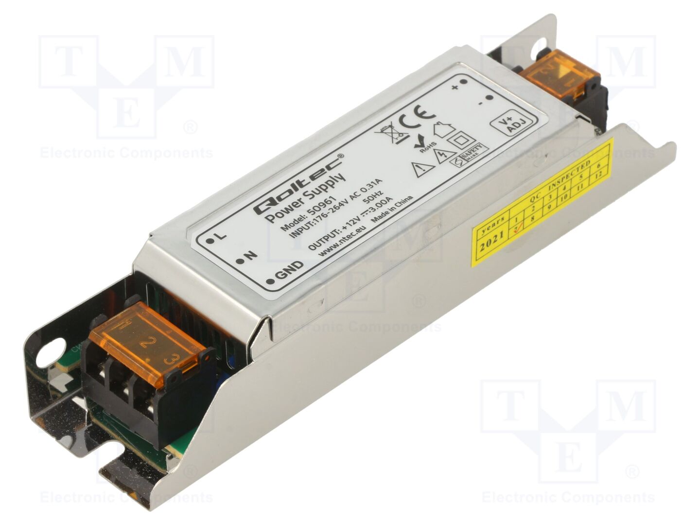 QOLTEC 50961 Sisäänrakennettu kytkentävirtalähde 36W
