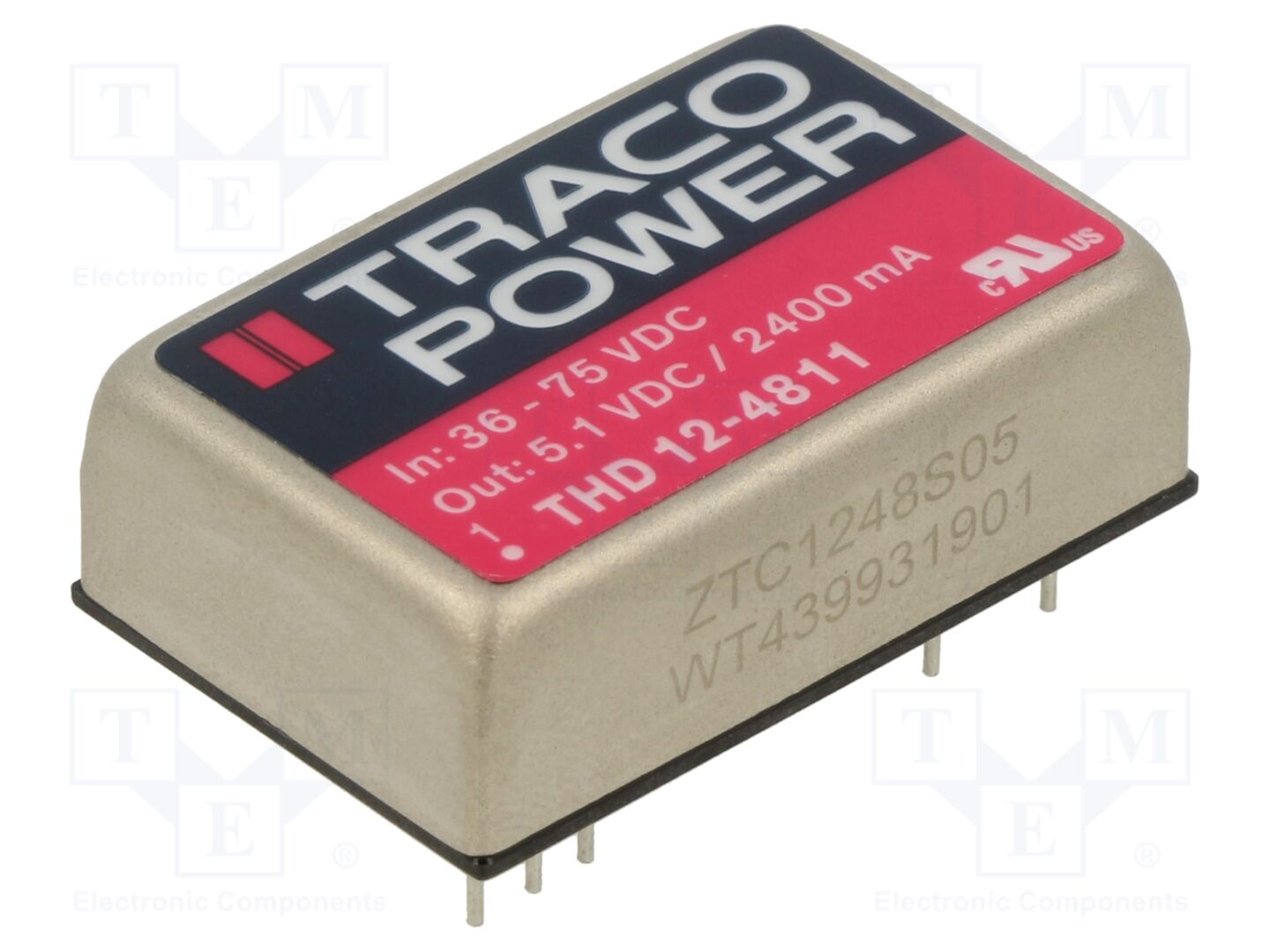 TRACO POWER THD 12-4811 DC/DC-muunnin 12W, 5.1VDC