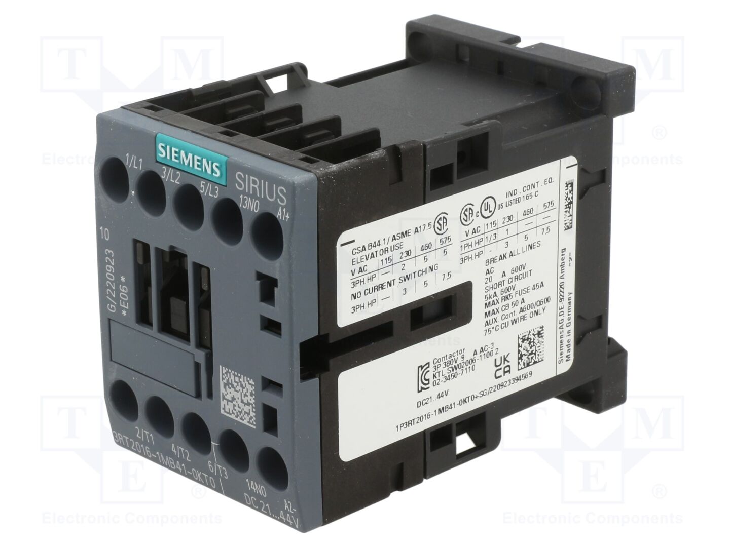 SIEMENS 3RT2016-1MB41-0KT0 Kontaktori 9A