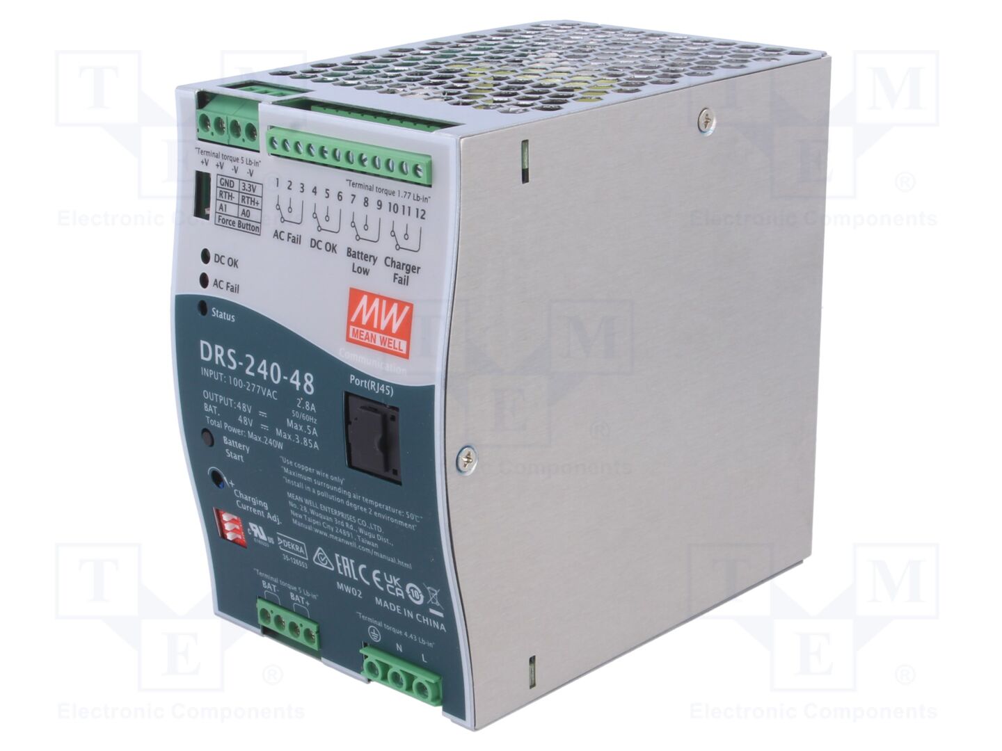 MEAN WELL DRS-240-48 DIN-kiskoon asennettava verkkolaite 240W 48VDC