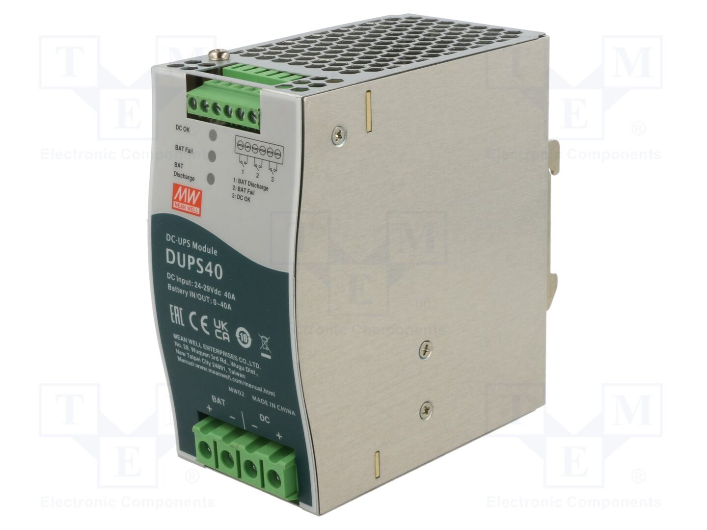 MEAN WELL DUPS40 DIN-kiskoon asennettava UPS-virtalähde 24VDC 40A