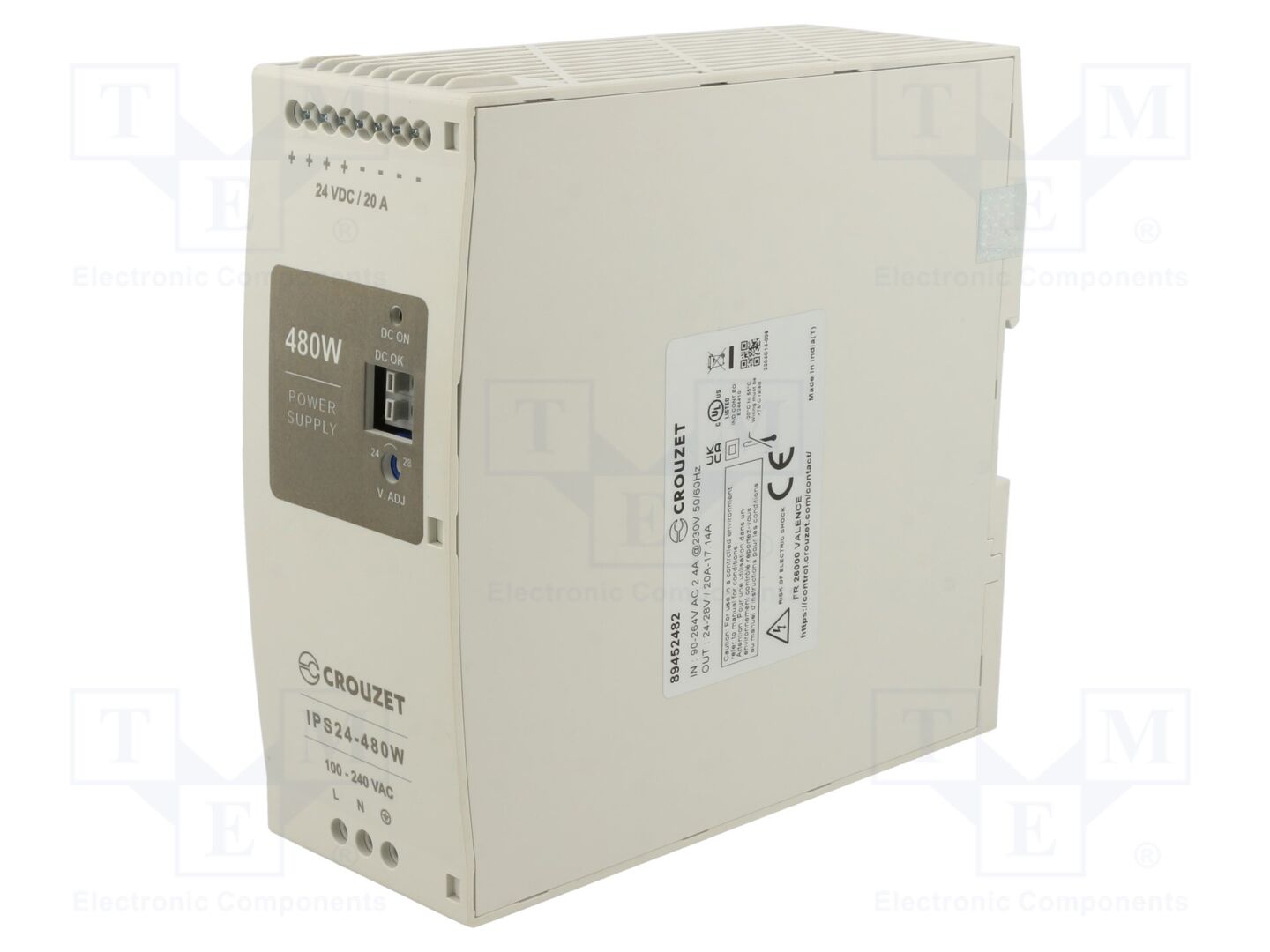 CROUZET IPS24-480W DIN-kiskoon asennettava kytkentäsähköinen virtalähde 480W 24VDC